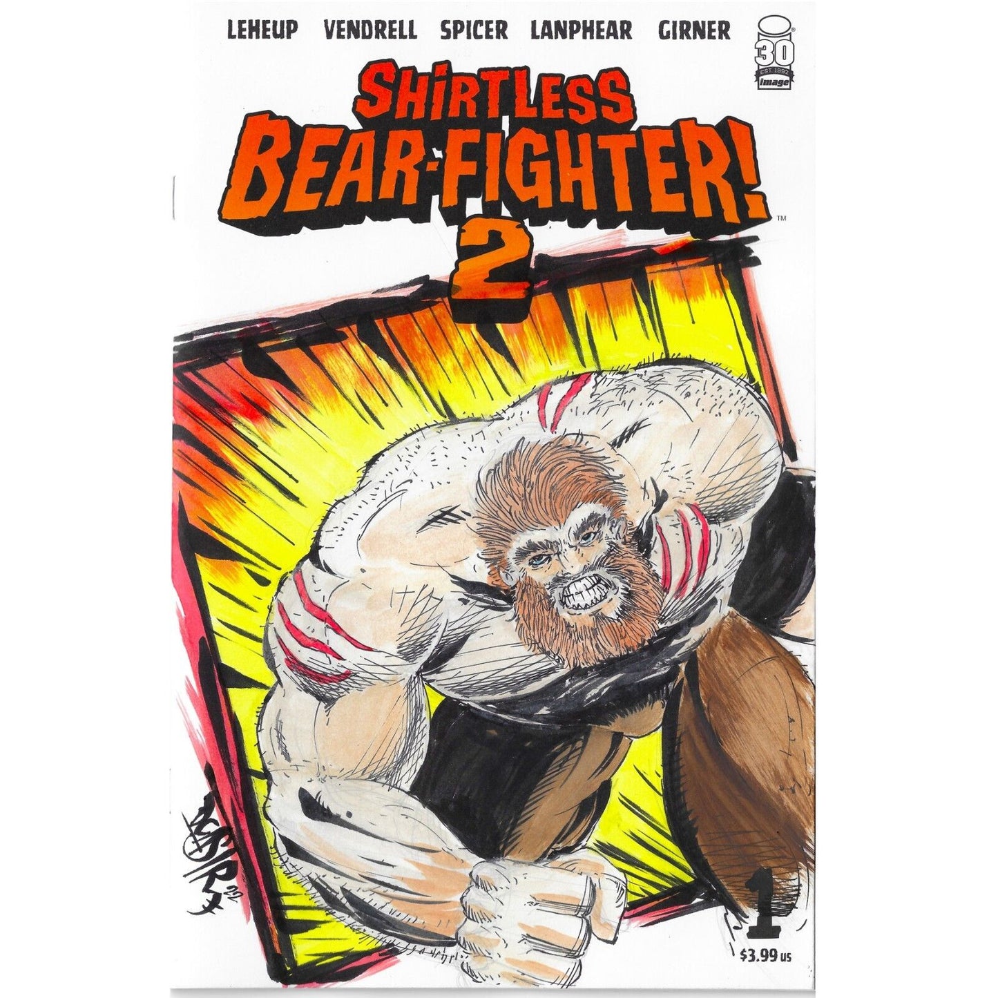 Shirtless Bear-Fighter 2 #1 (Of 7) Blank Sketch Cover W ORIGINAL ART DCASTR 