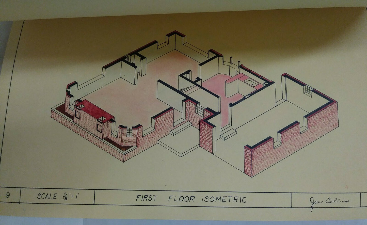 1951 Architectural Drawings Of Jon Collins Later to Become Aeronautical Engineer