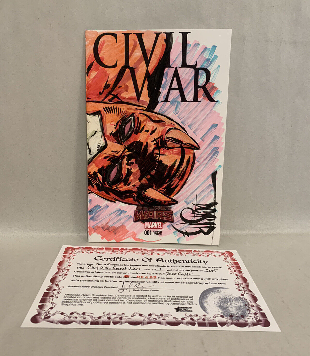 CIVIL WAR #1 (2015) Sketch Variant Cover Comic W Original Daredevil DCastr Art