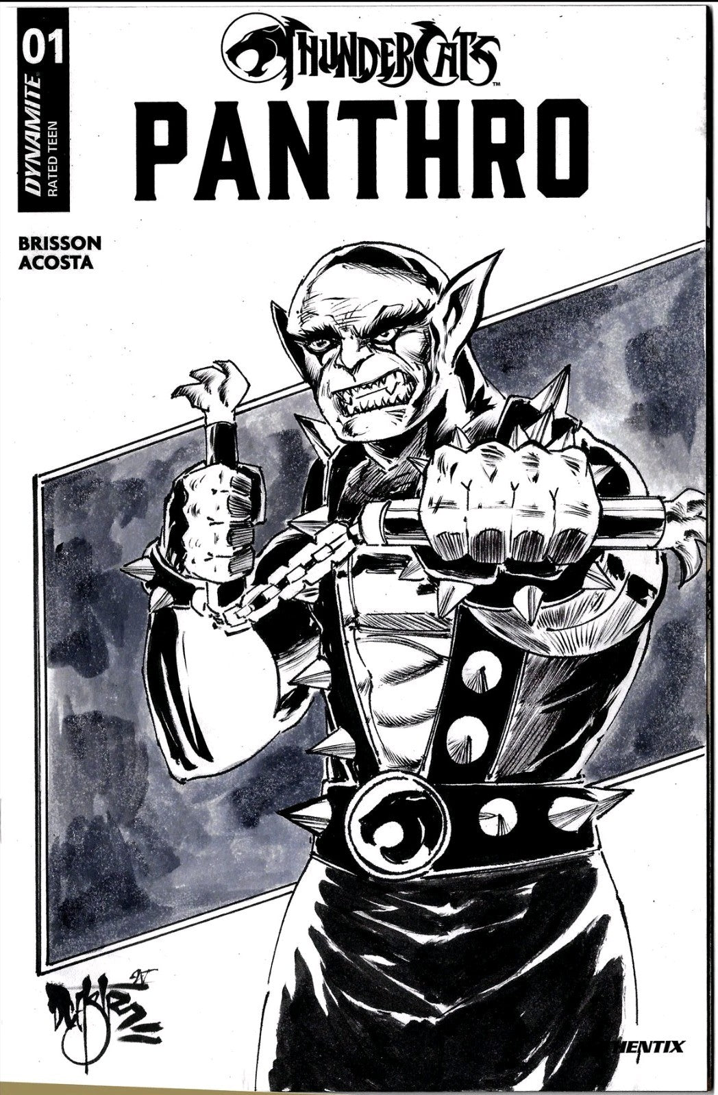 Thundercats Panthro 1 (2025) Dynamite Sketch Cover Comic W Original DCastr Art