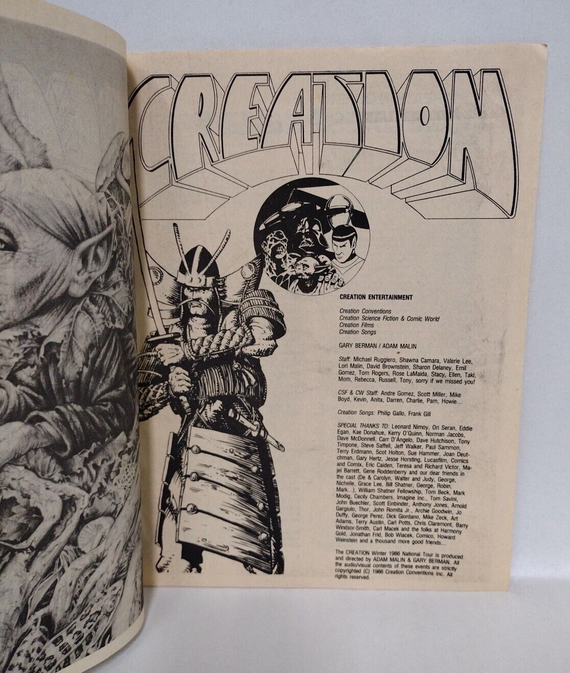 Creation 1986 Program Rick Bryant Alien Captain Harlock Pin Up Comico #3 Insert