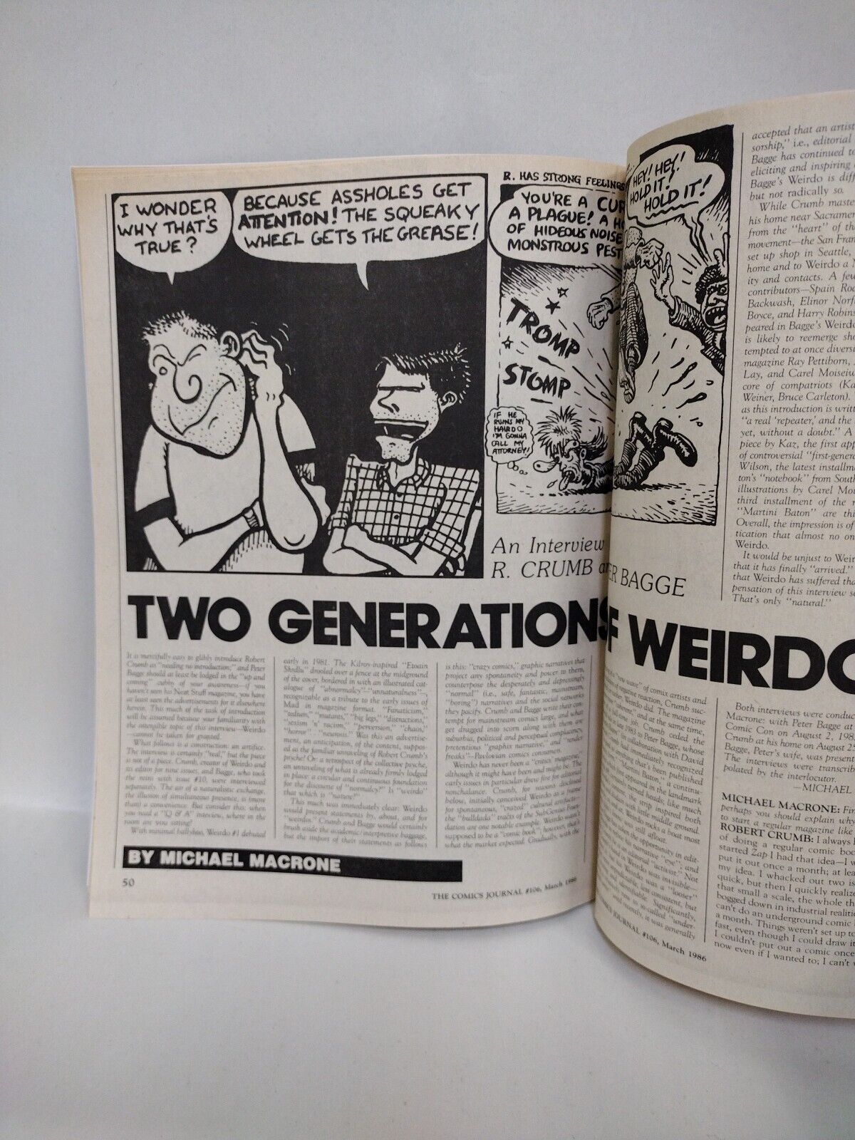 Comics Journal Magazine #106 (1986) Robert Crumb Peter Bagge Interview VF-NM