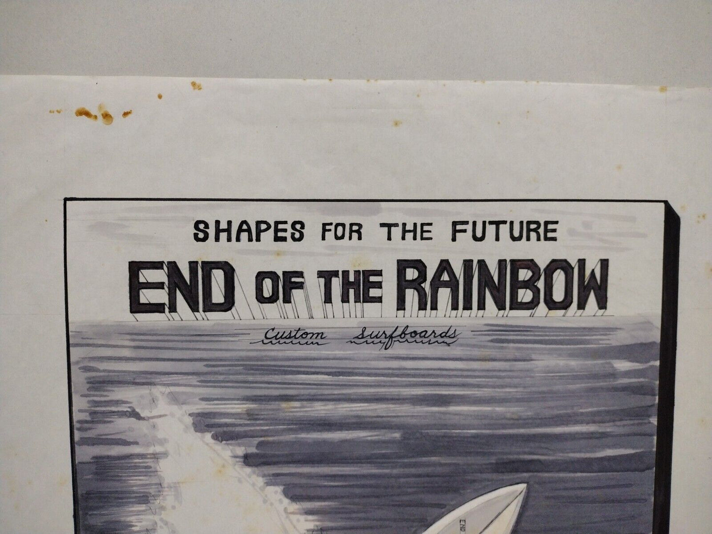 Original End Of The Rainbow Custom Surfboards 14 X 17 Vintage Layout Art