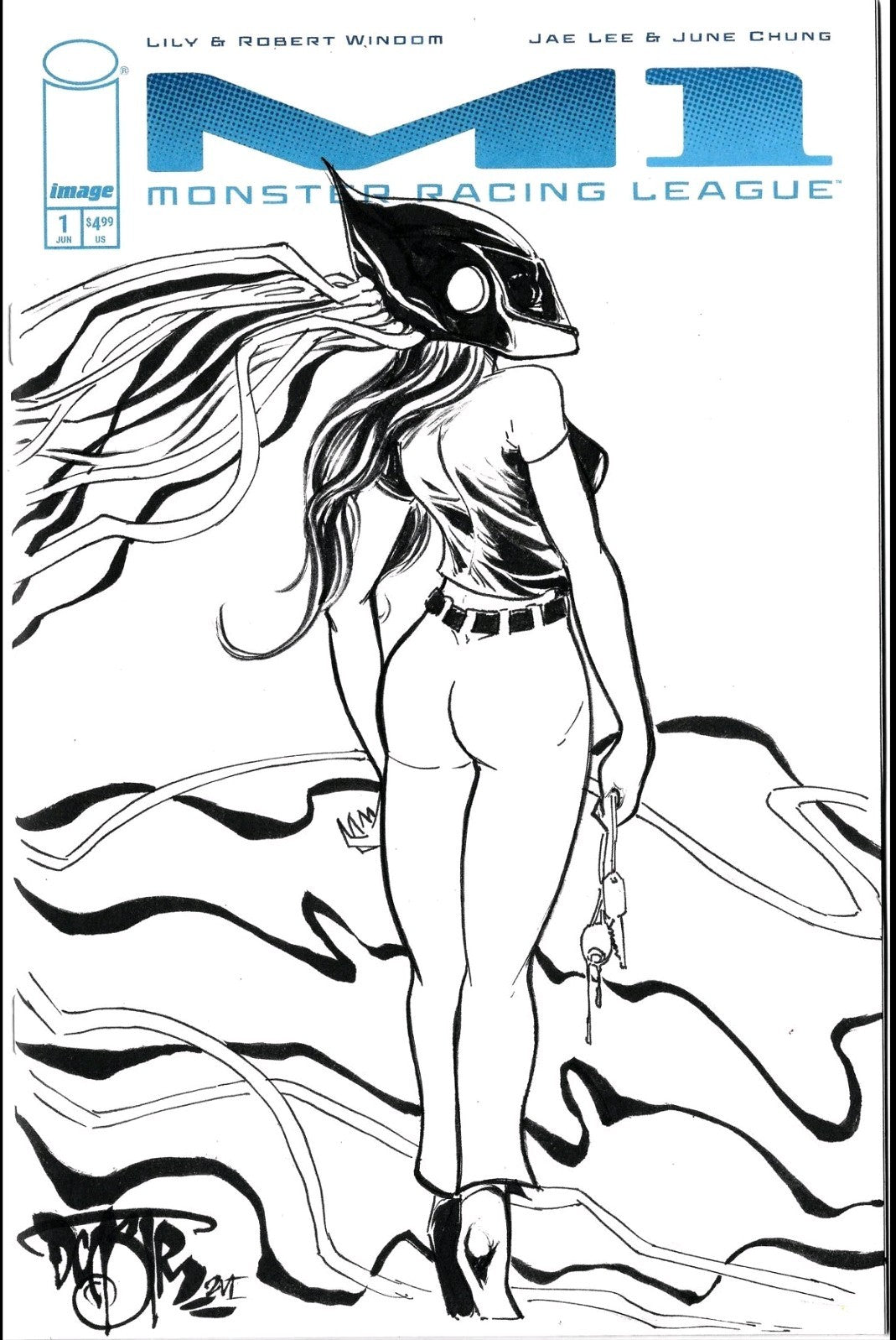 M1 Monster Racing League 1 (2026) Image Sketch Cover Comic W Original DCastr Art