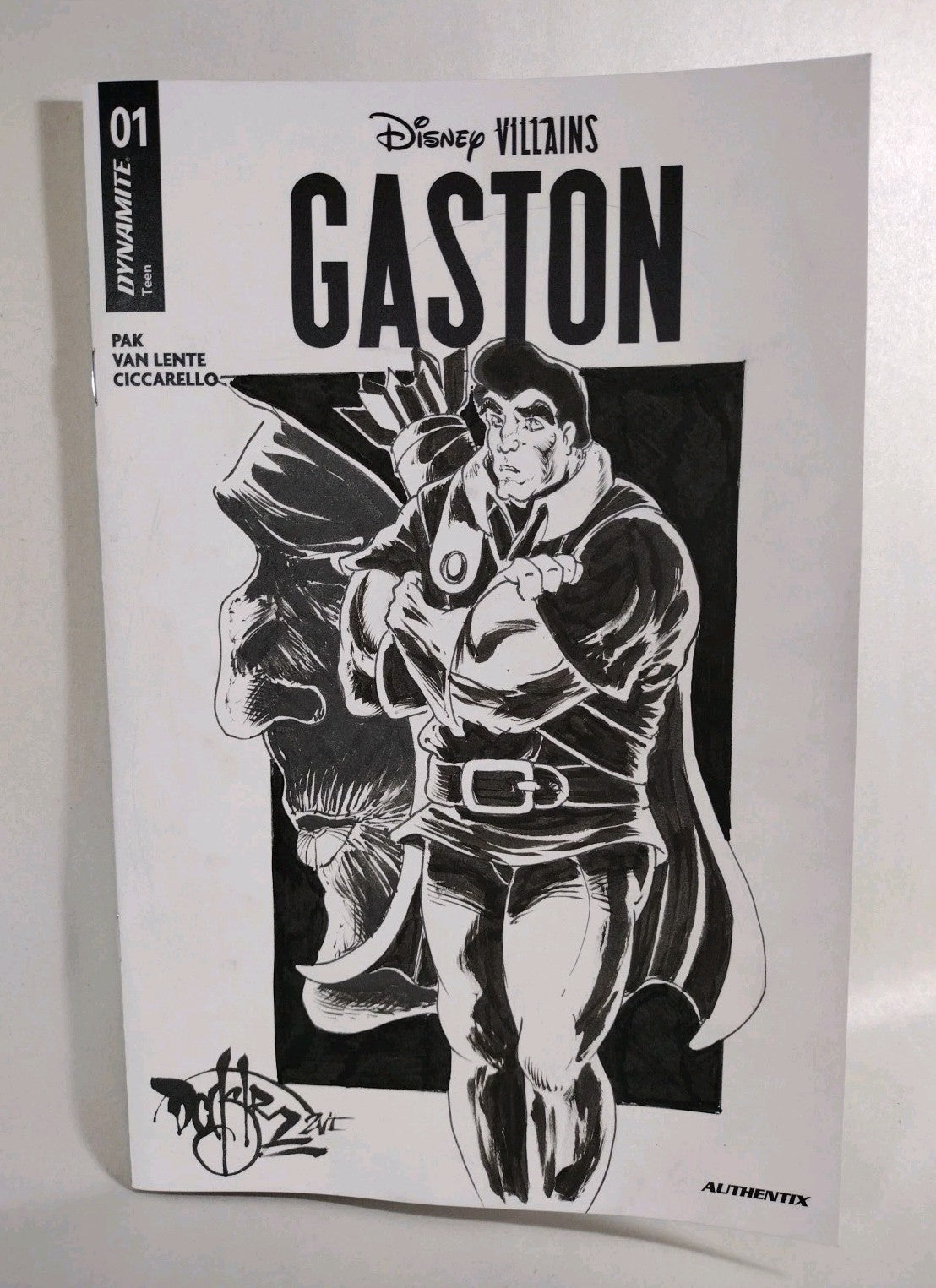Gaston 1 (2026) Disney Villain Dynamite Comic Sketch Cover W Original DCastr Art