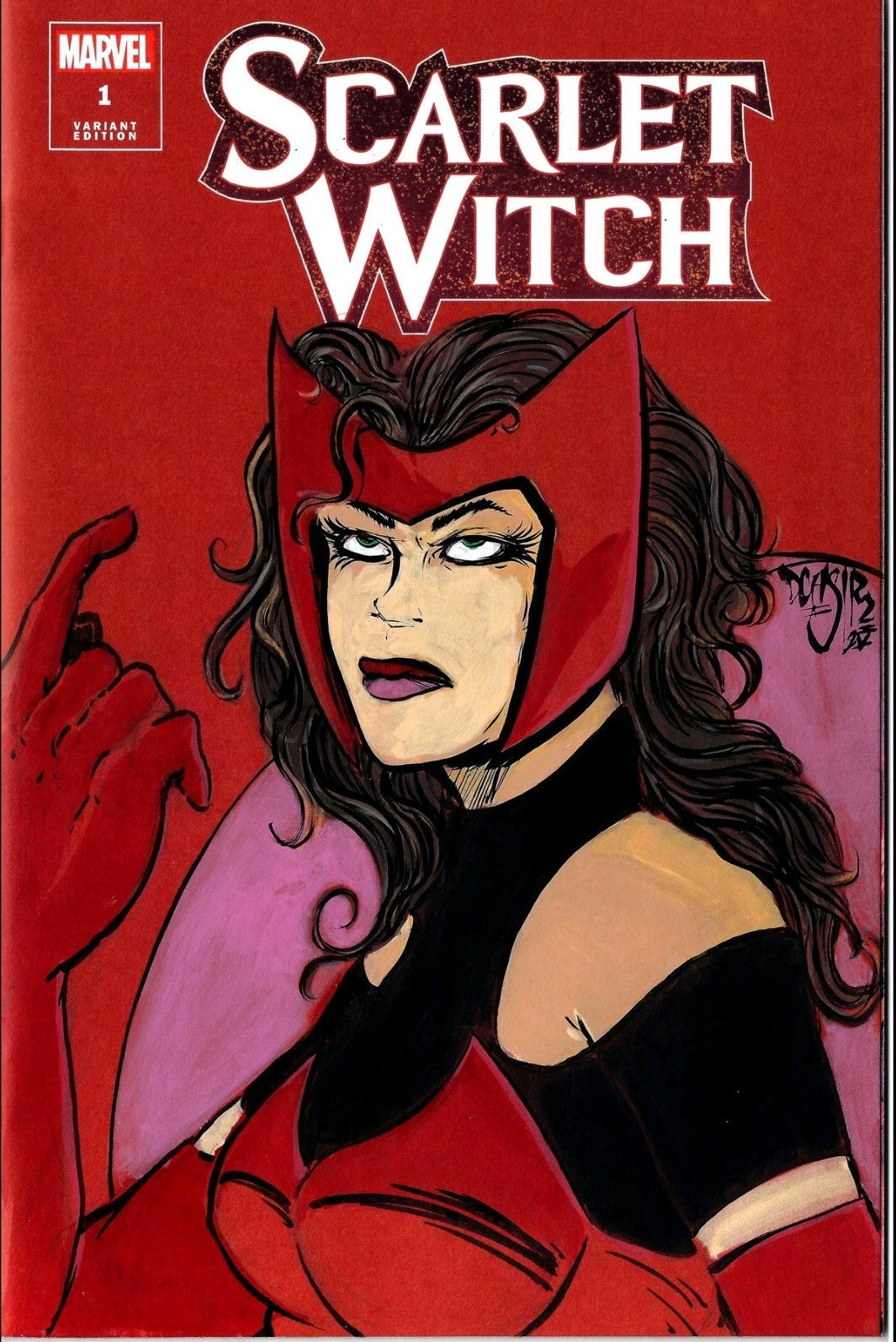 Scarlet Witch #1 (2023) Blank Red Cover Marvel Comic w Original DCastr Art