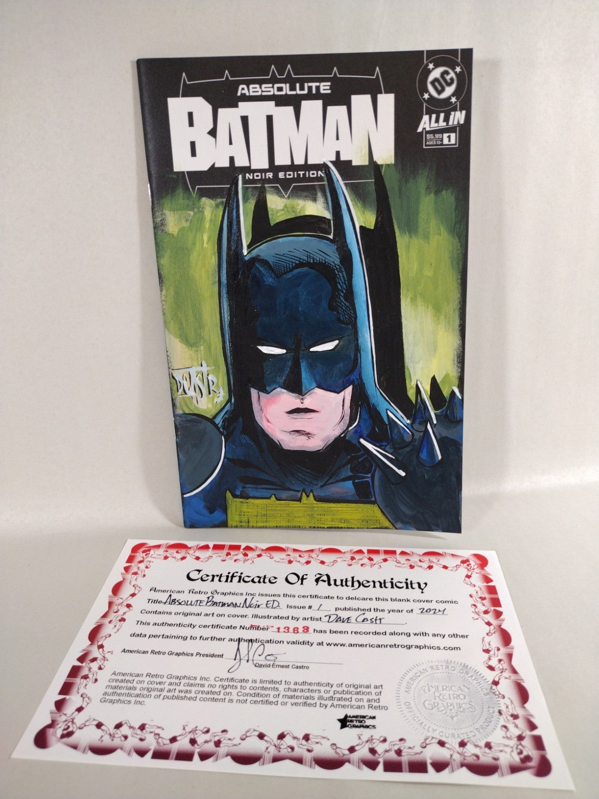 Absolute Batman Noir #1 DC Comic Sketch Variant Cover W Original Dave Castr Art