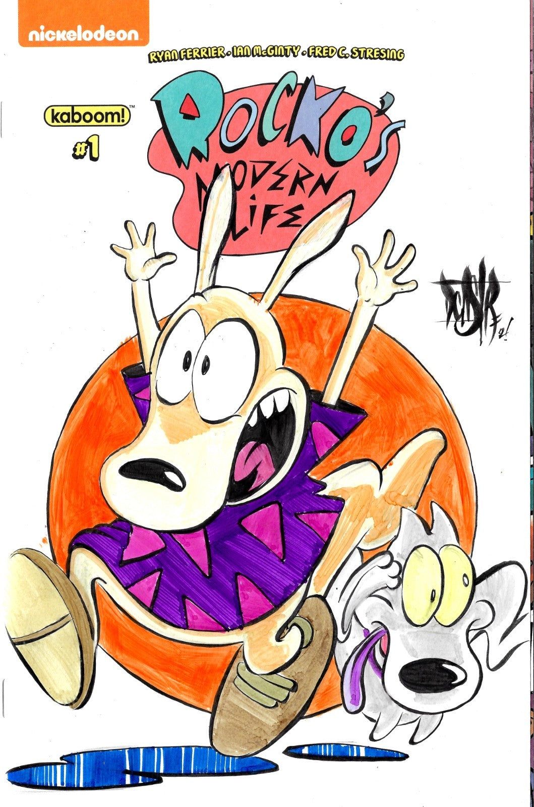 Rocco's Modern Life #1 Boom 2017 Sketch Cover Variant W Original Dave Castr Art