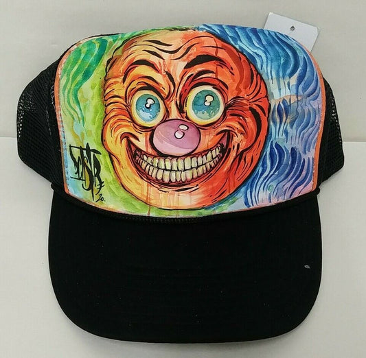 Original Dave Castr Watercolor & Ink Art On Black Trucker Snapback Hat New 2020