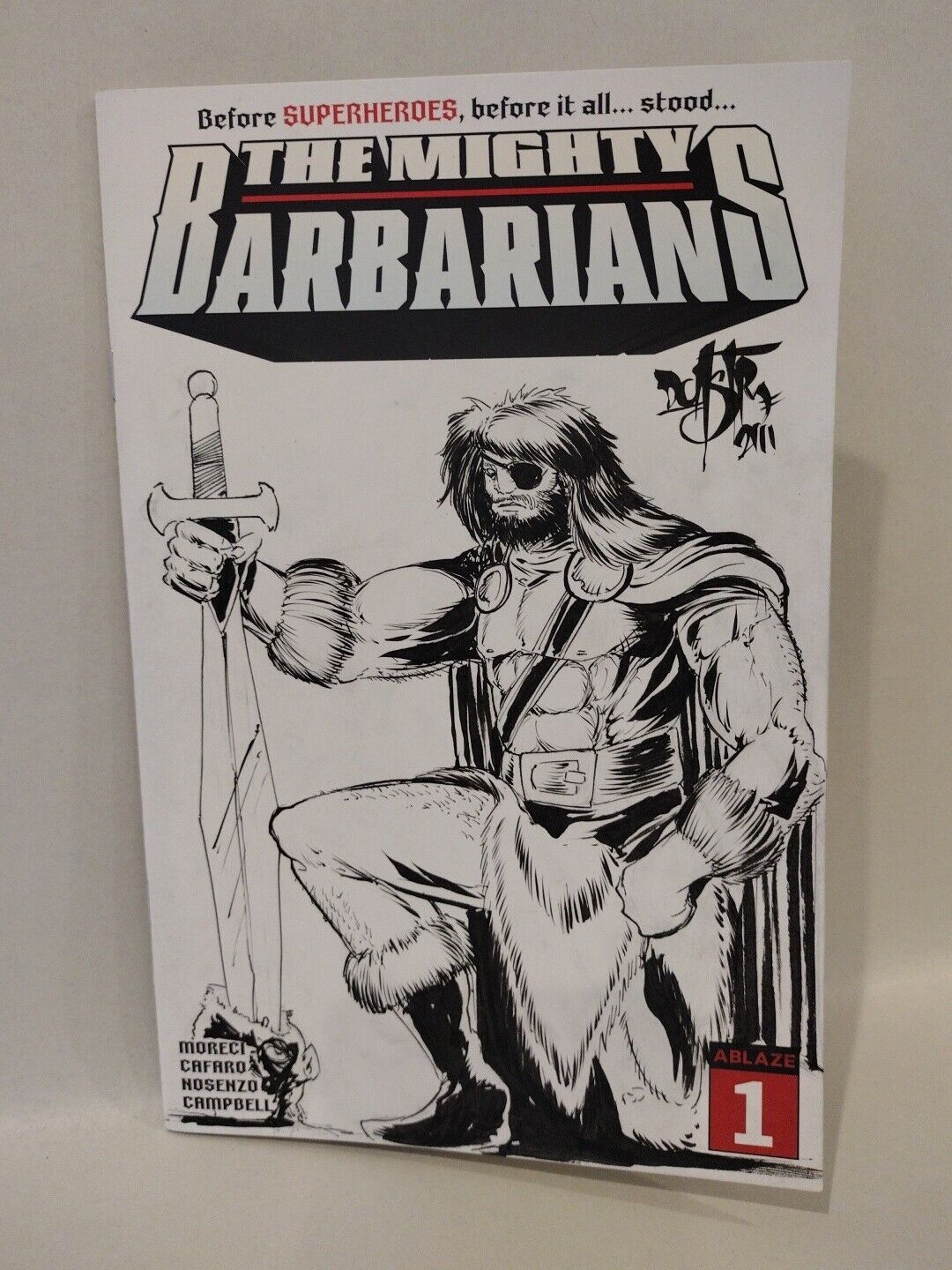 Mighty Barbarians #1 (2023) Ablaze Comic Blank Cover W Original DCastr Art COA