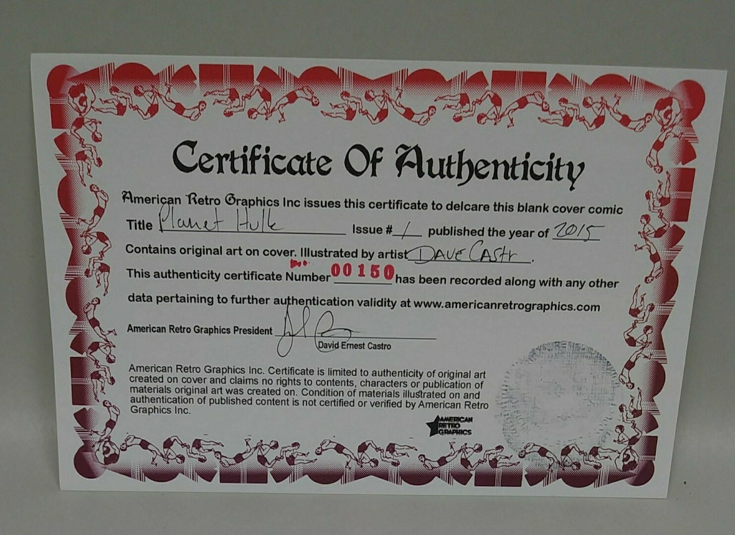 Planet Hulk 1 (2015) Marvel Sketch Cover Variant Comic W Original Dave Castr Art