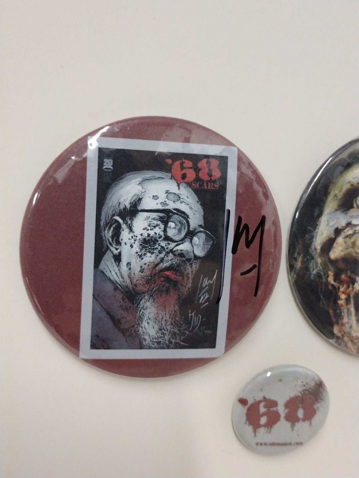 68' (2012) Scars Image Horror Comic Zombie Button lot of 3 Signed Jay Fotos 