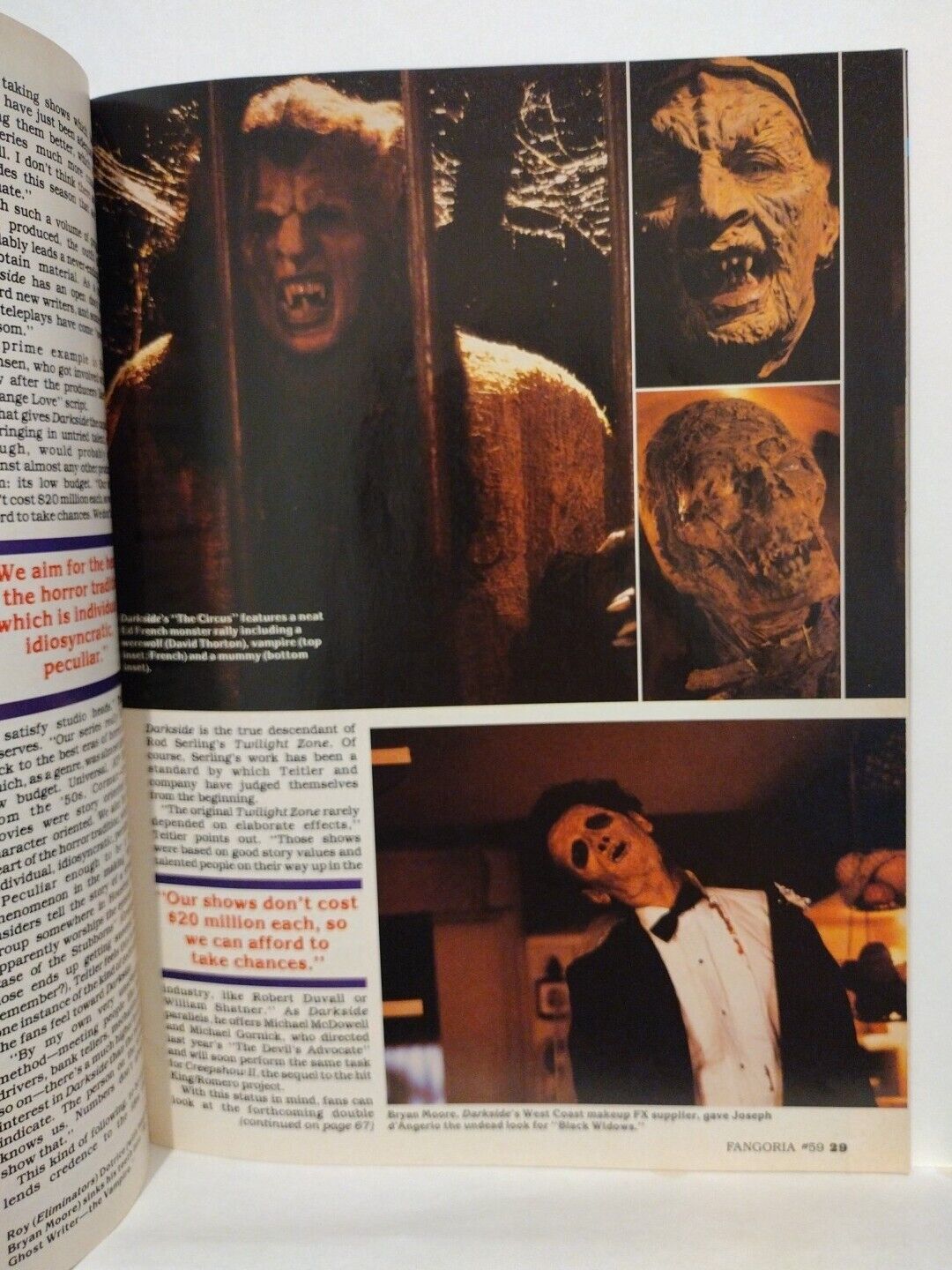 Fangoria Magazine #59 (1986) Starlog Demons From Beyond The Fly Tales Darkside