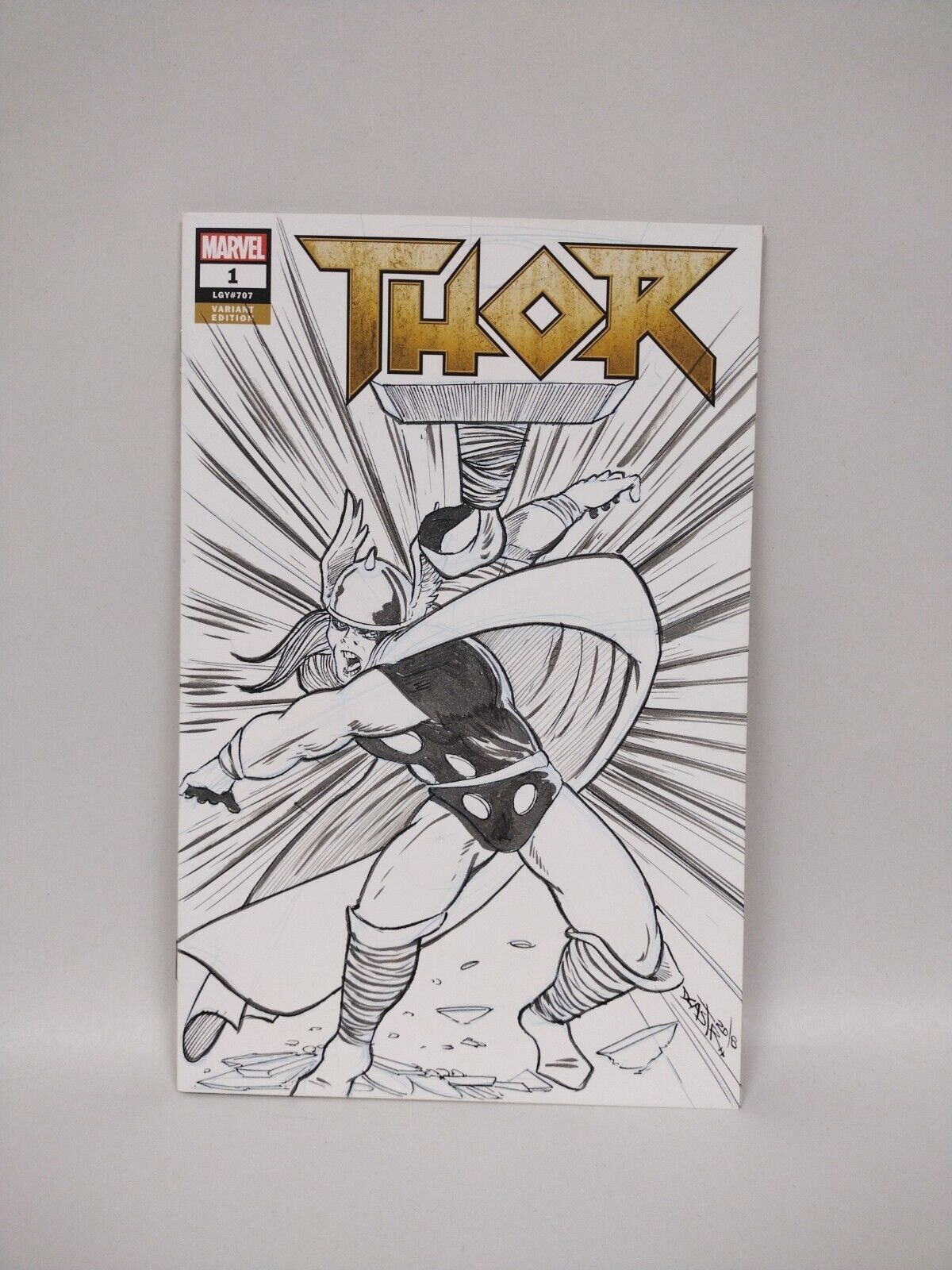 THOR #1 LGY #70 Blank Cover Comic w Original Art DCastr 