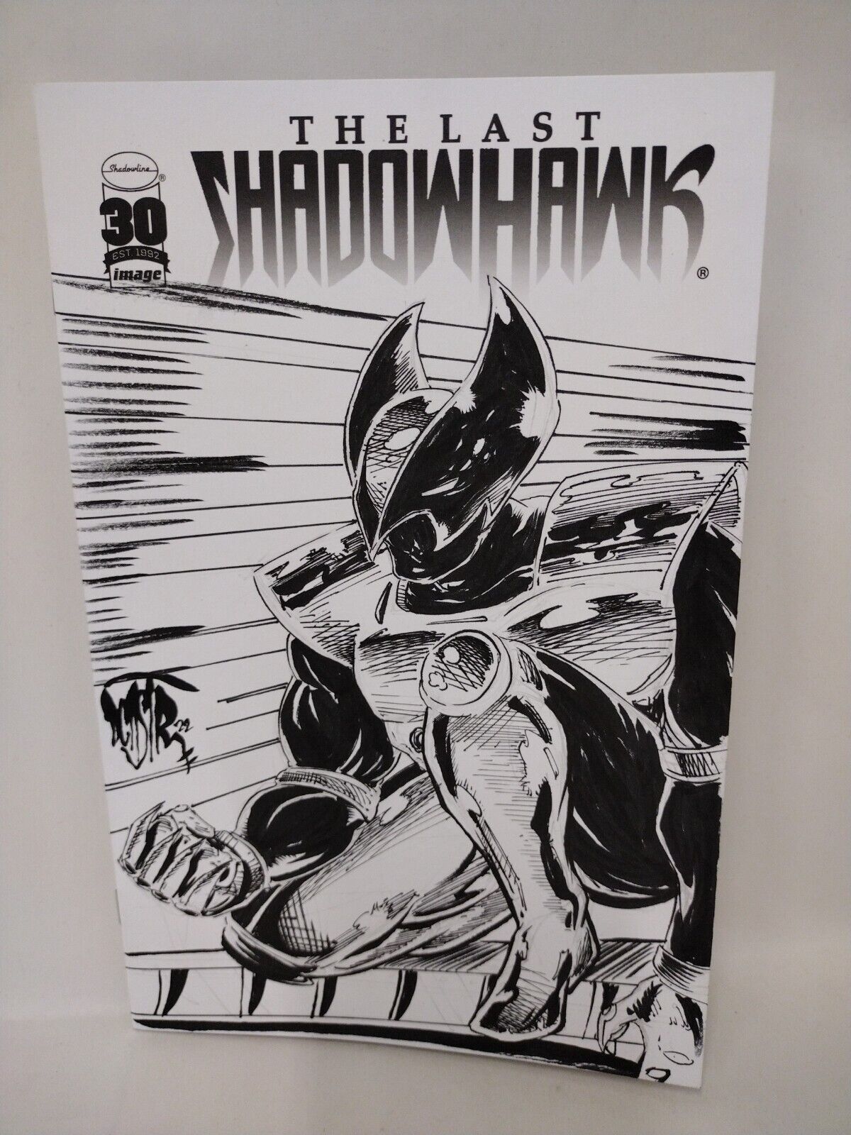 LAST SHADOWHAWK CORRECTED BLANK COVER SKETCH VARIANT W ORIGINAL ART DCASTR ARG