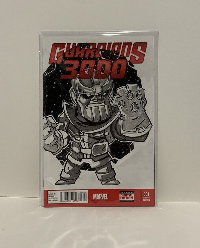 GUARDIANS 3000 #1 Blank sketch Variant Cover Comic 2014W Original Art ABRAHAM RI