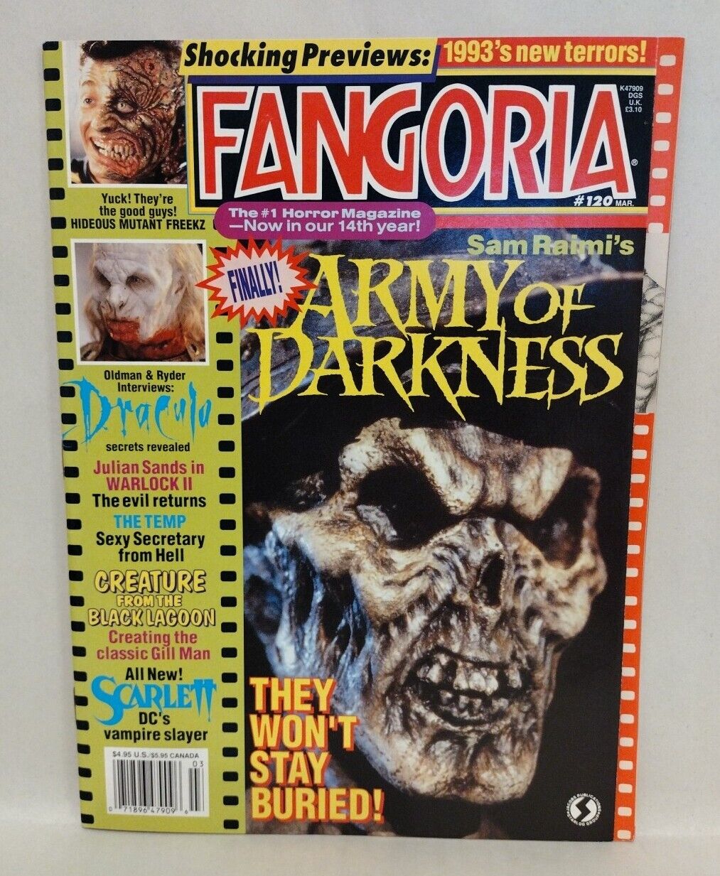 FANGORIA Magazine #120 (1992) Army Of Darkness Warlock II Dracula Mutant Freaks