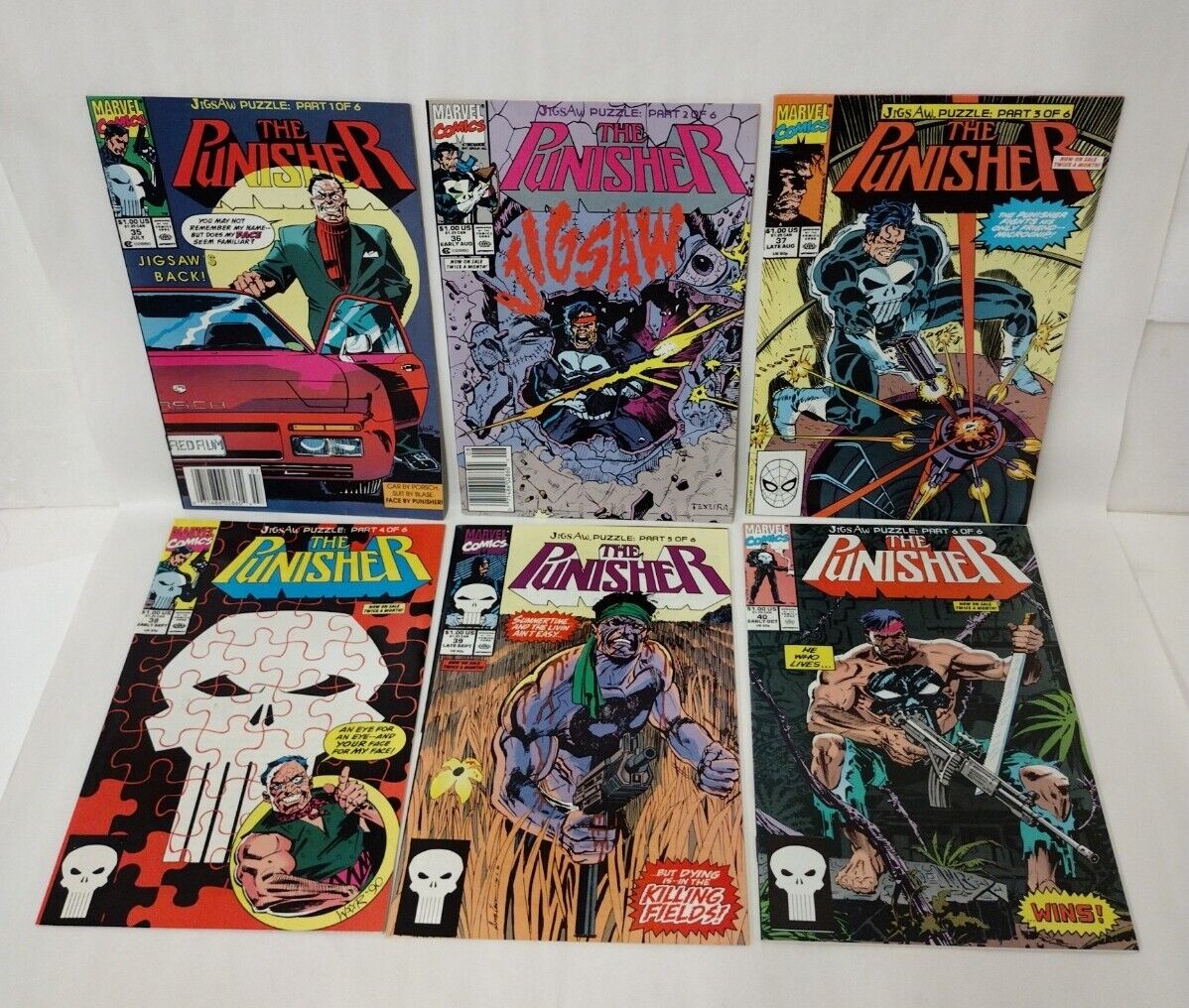 Punisher (1990) Jigsaw Puzzle Pt 1-6 Complete Marvel Story Arc 35 36 37 38 39 40