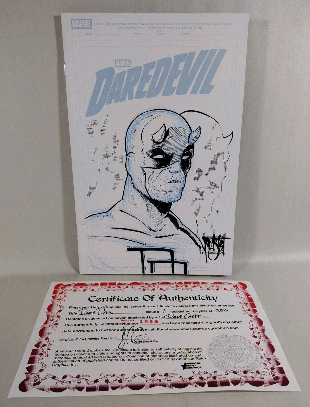 Daredevil #1 (2026) Marvel Comic Sketch Cover Variant W Original DCastr Art