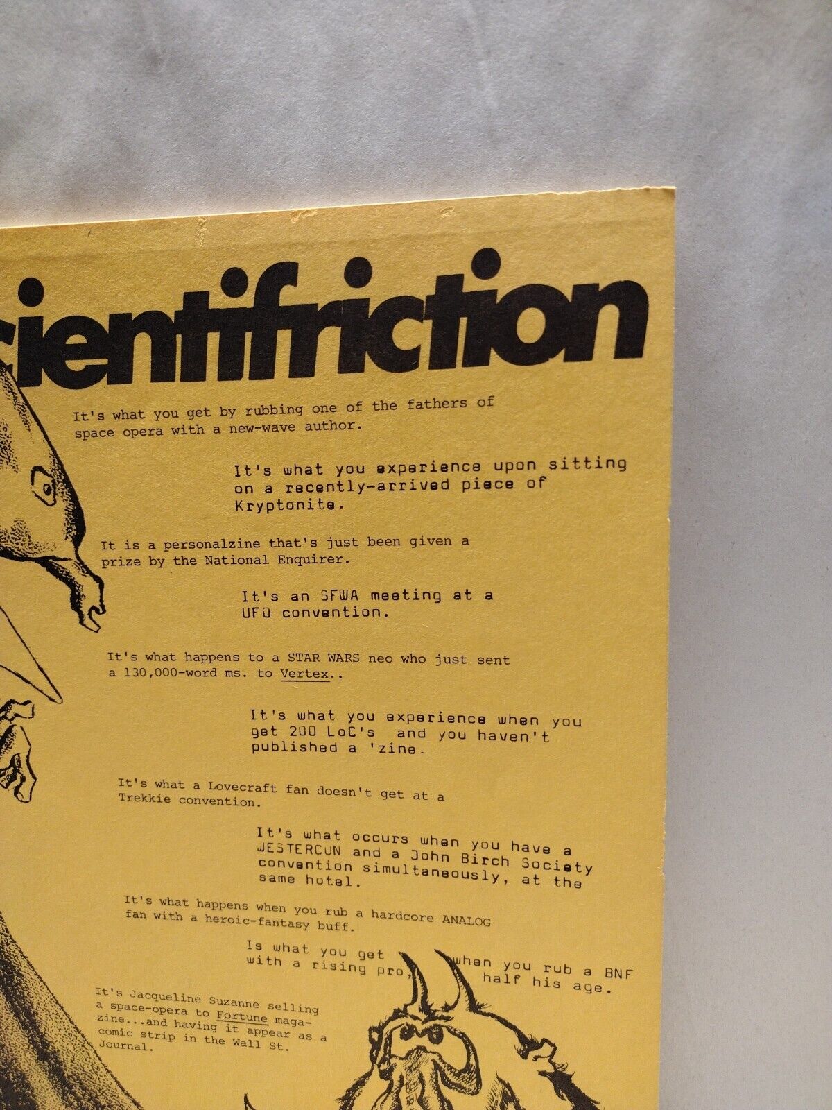 SCIENTIFRICTION #11 (1979) CA Fanzine Mike Glyer Ted White Chalfin Scott Shaw