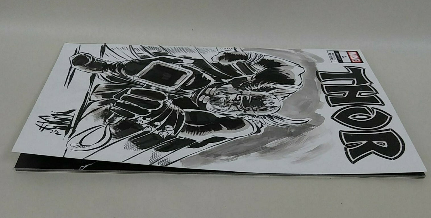THOR #1 (2020) Marvel Sketch Cover Variant Comic W Original DCastr Art