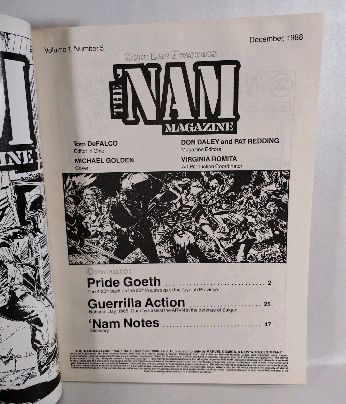 The NAM Magazine (1988) Marvel Comic Lot Set #1 2 3 4 5 Michael Golden FN