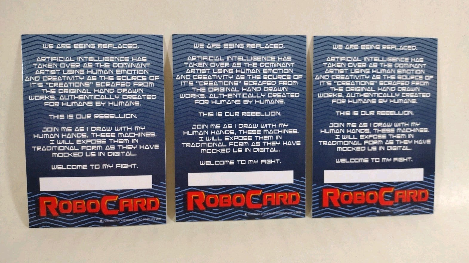Robocard (2026) American Retro Graphics Blank Sketch Card Lot Of 3 AI Rebellion 