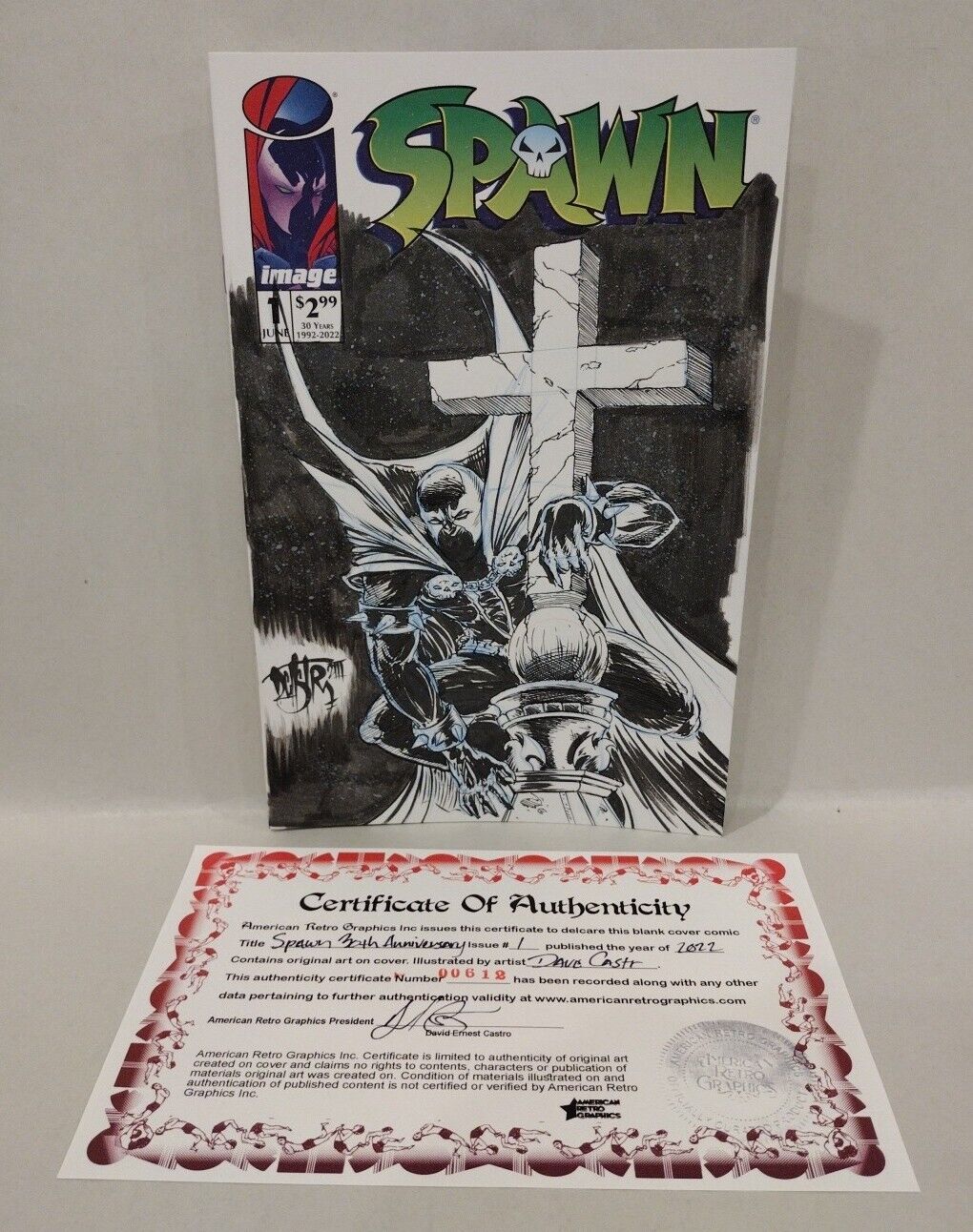 Spawn 1 30th Anniversary 2022 Sketch Cover Image Comic w Original Dave Castr Art