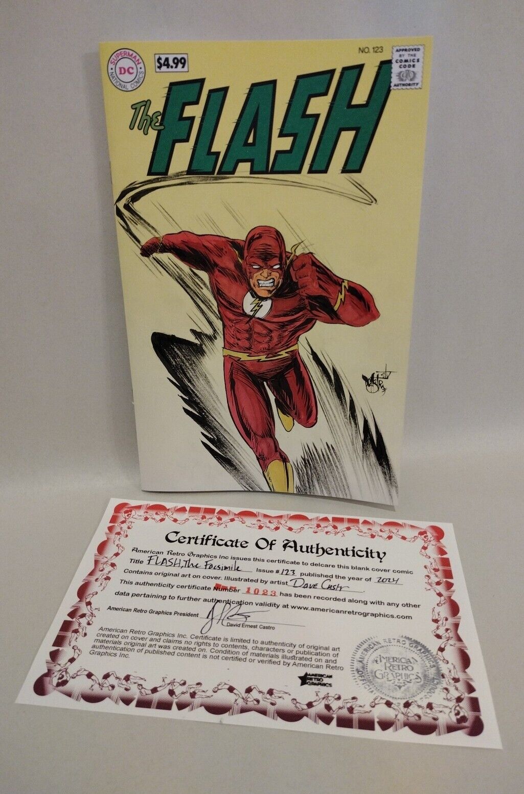 Flash 123 DC 2024 Facsimile Comic Sketch Cover Variant W Original Dave Castr Art
