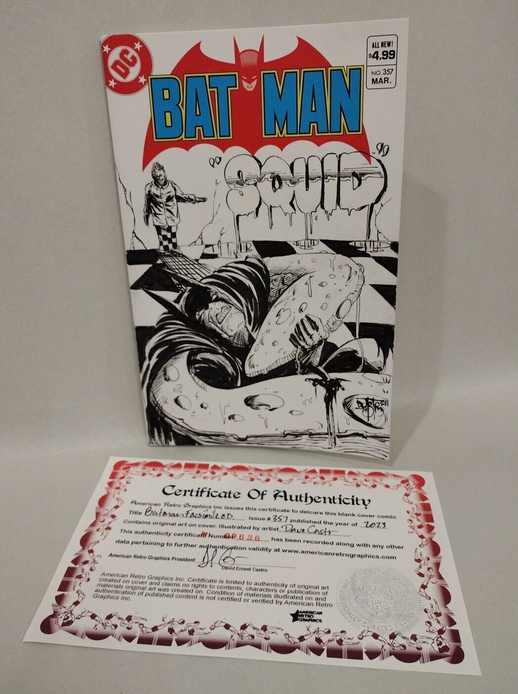 Batman 357 (2023) Facsimile Ed Blank Cover Variant W Original Dave Castr Art COA