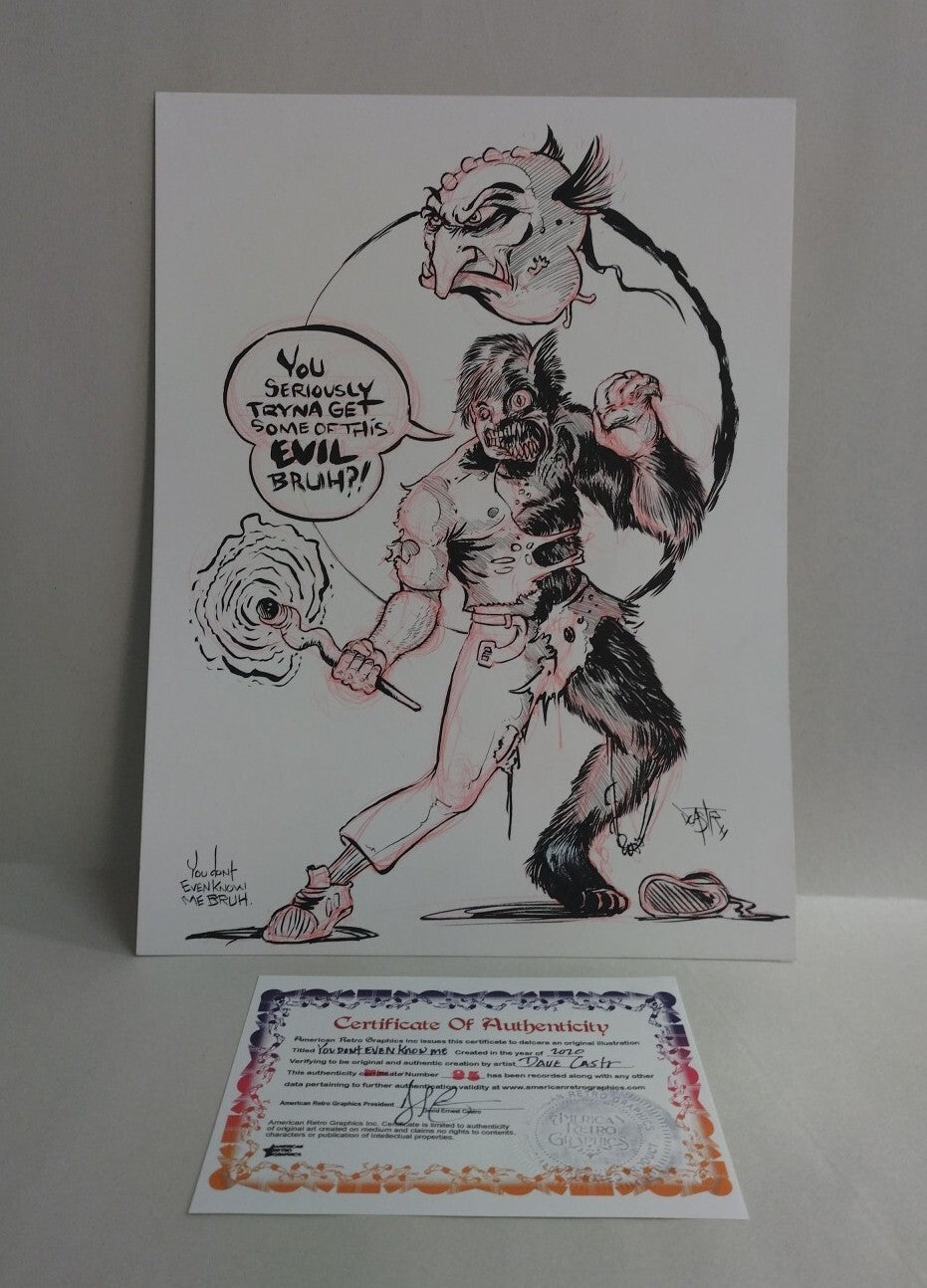 You Don't Even Know Me 9 x 12" Original Dave Castr Comic Illustration Art W COA