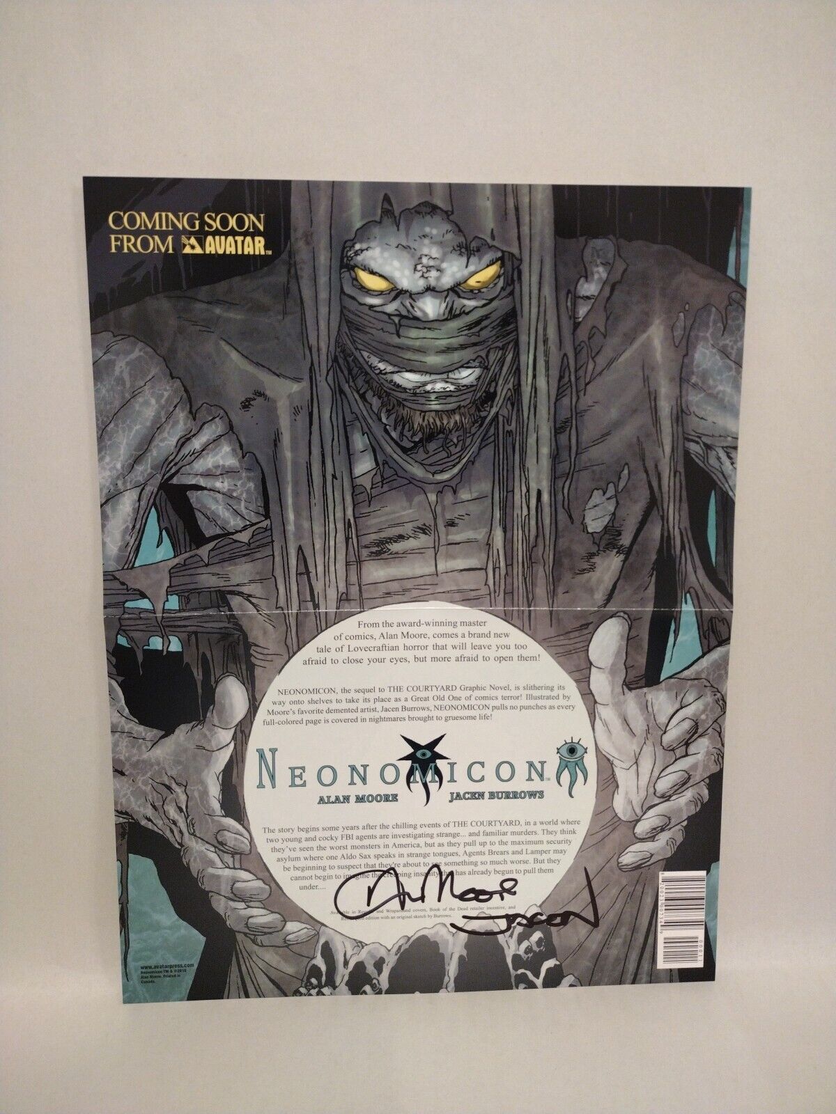 Neonomicon Avatar 13.5 X 10" Poster Signed Alan Moore Jacen Burrows LTD 100