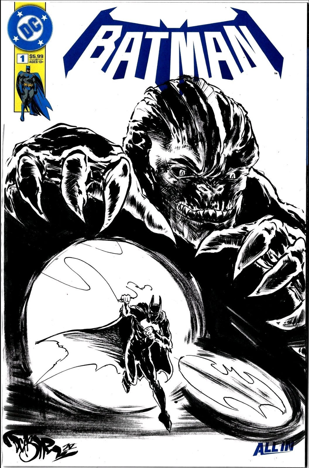 Batman #1 (2025) DC Sketch Cover Variant Comic W Original Dave Castr Art