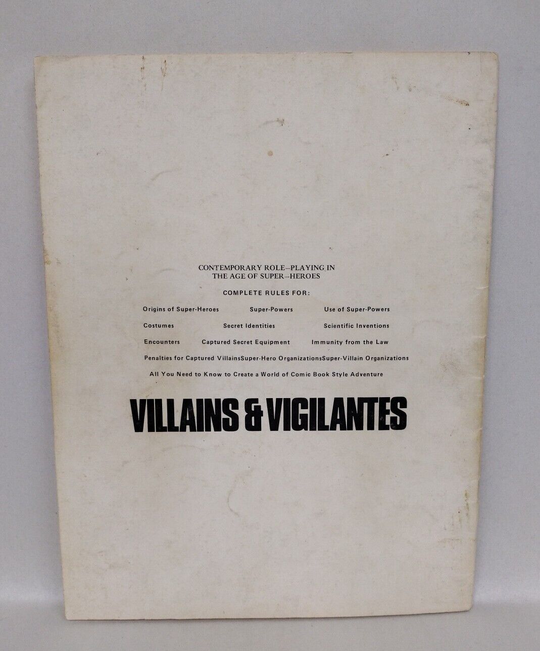 Villains and Vigilantes #1 (1979) Complete RPG Fantasy Games Unlimited Herman