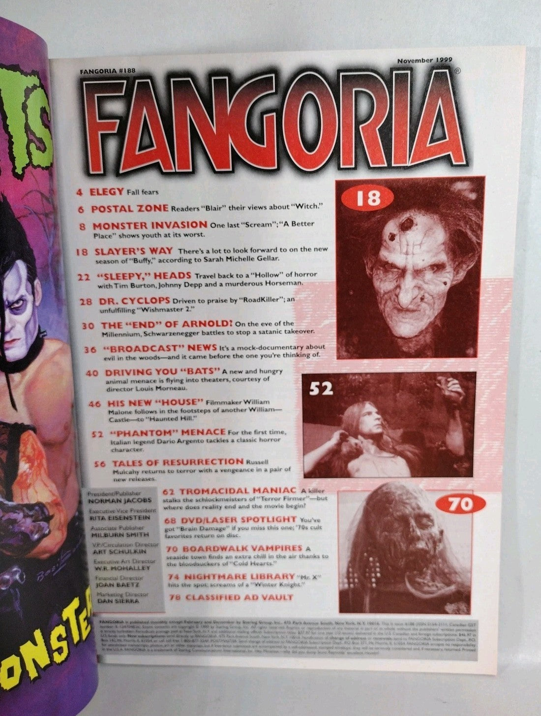 FANGORIA Magazine #188 (1999) Sleepy Hollow Scream 3 Bats End Of Days Buffy NM