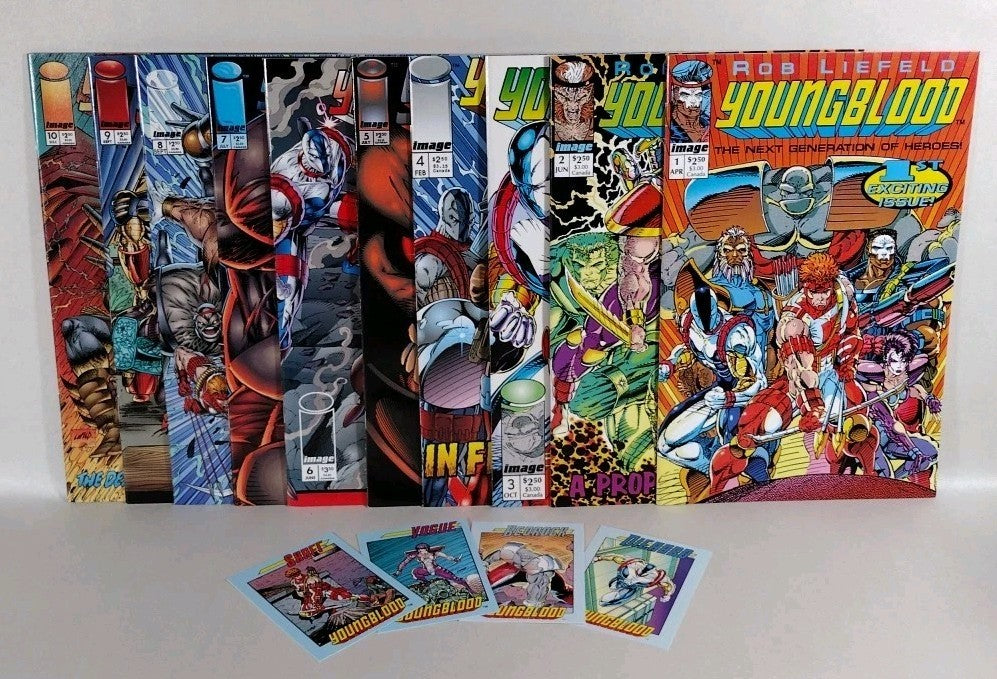 Youngblood Vol 1 (1992) Image Comic Lot Set #1 2 3 4 5 6 7 8 9 10 W Cards VF-NM