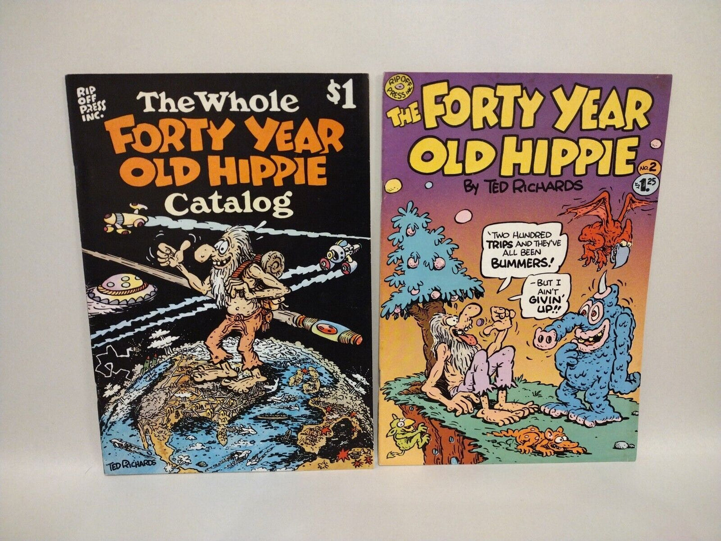 The Forty Year Old Hippie (1978) Rip Off Press Ted Richards Comic Lot Set #1 & 2