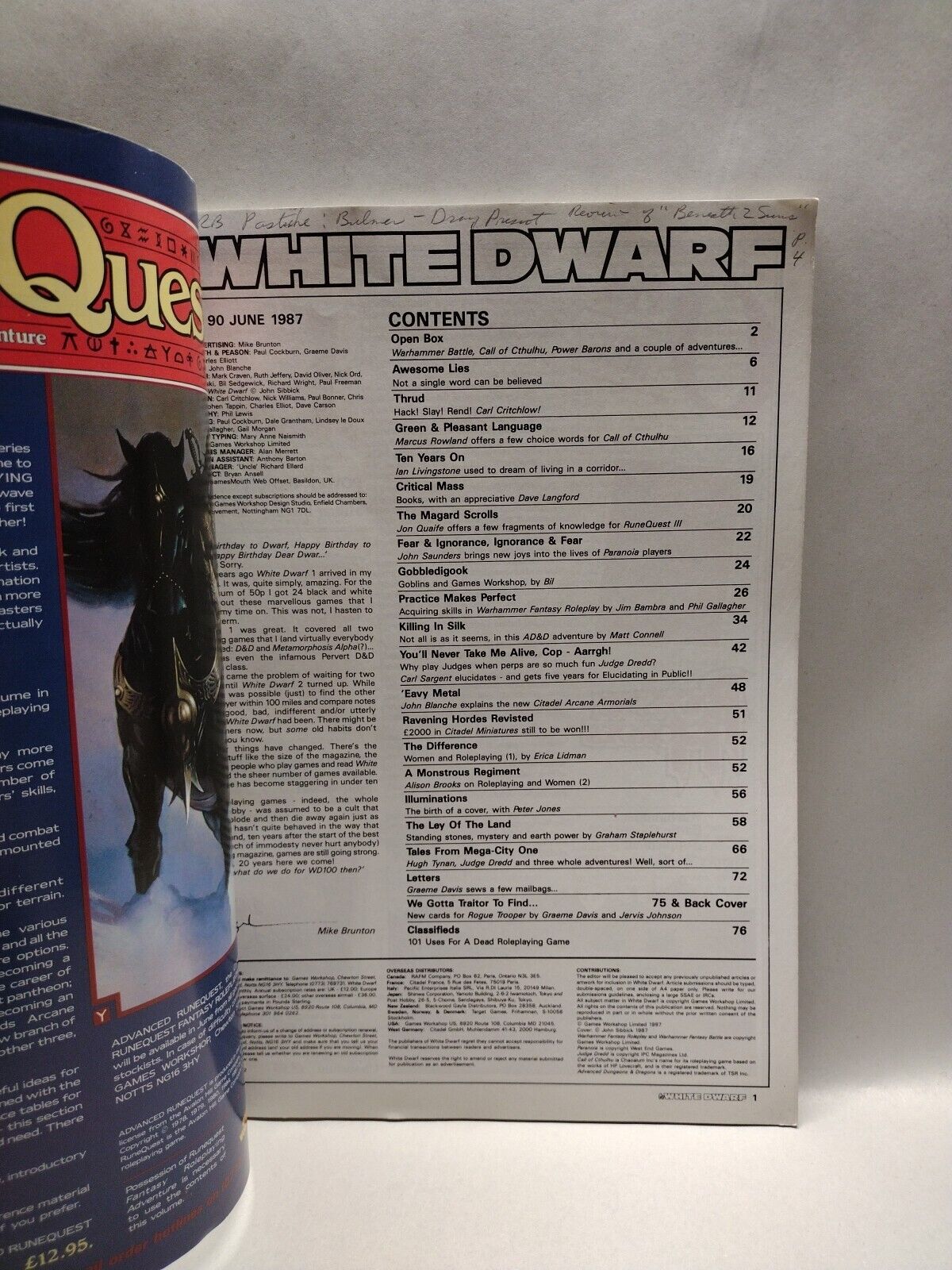 White Dwarf Magazine #90 (1987) Games Workshop Elric Stormbringer Warhammer