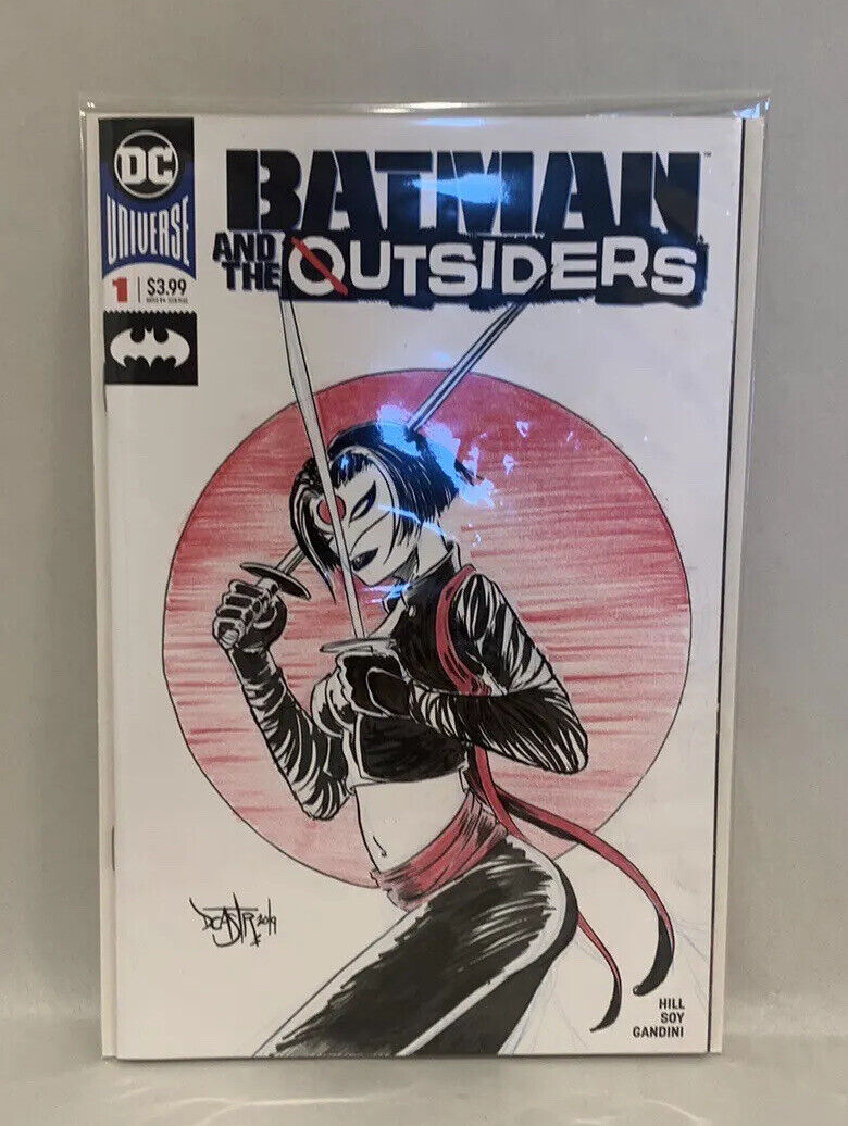 BATMAN AND THE OUTSIDERS #1 Blank Variant Cover Comic W Original Art Dave Castr