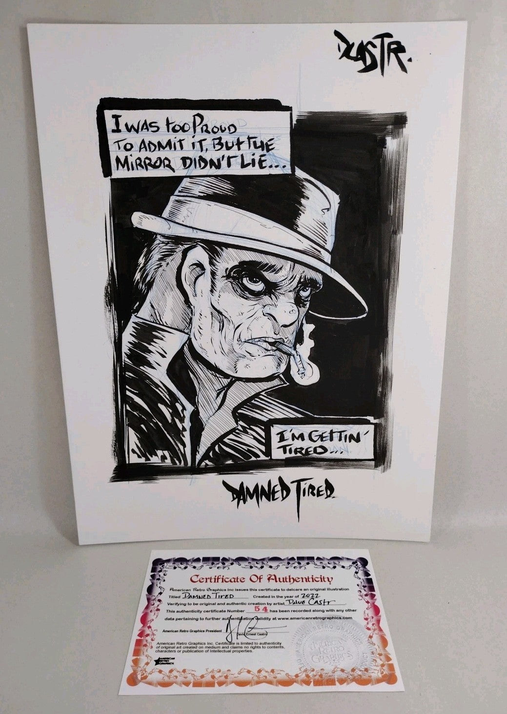 Damned Tired 9x 12" Original Dave Castr Detective Comic Art W ARG COA 54