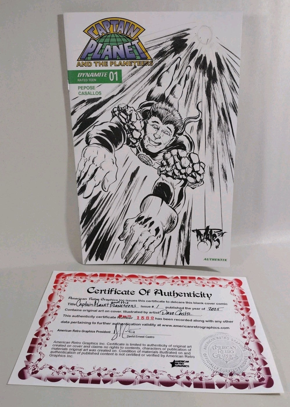 Captain Planet #1 (2025) Dynamite Comic Sketch Cover W Original Dave Castr Art