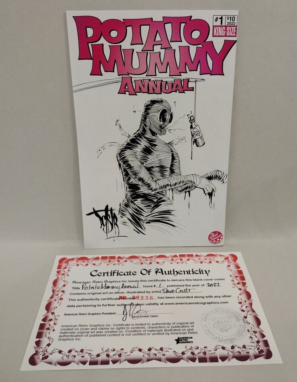 Potato Mummy Annual#1 (2022)Blank Cover Variant Comic W Original DCastr Art COA 