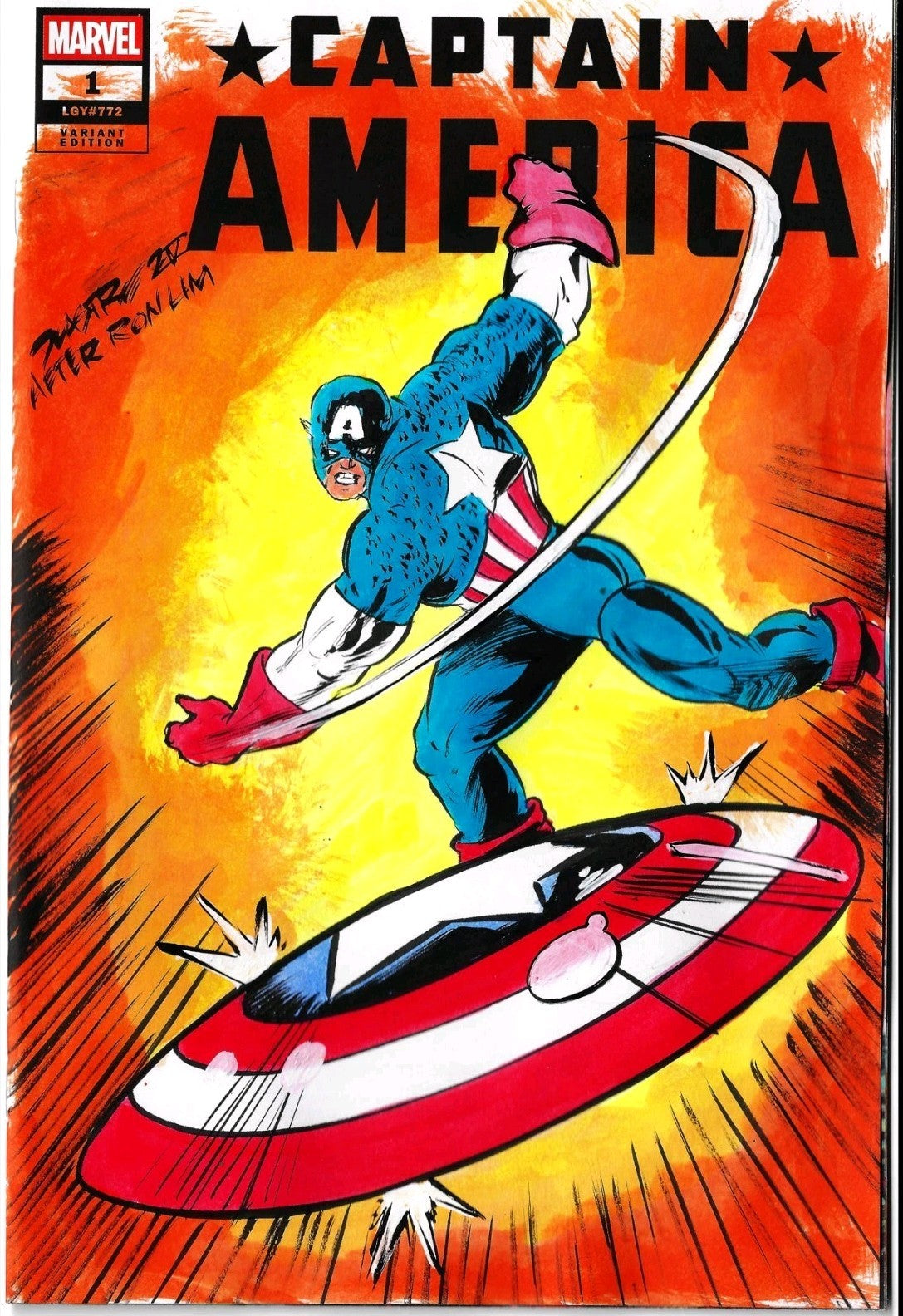 Captain America #1 (2025) Marvel Sketch Cover Comic W Original Dave Castr Art