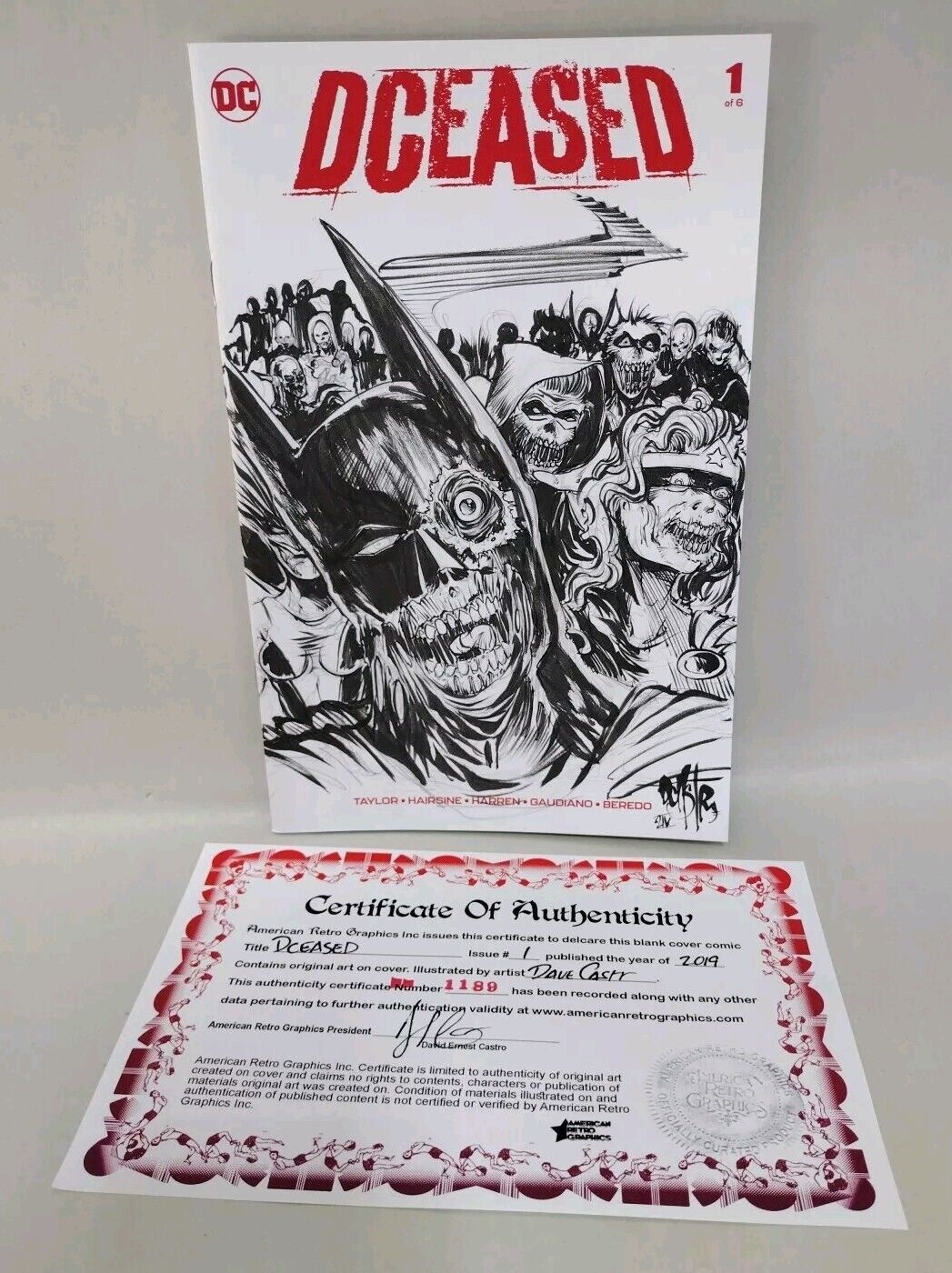 DCEASED #1 (2019) Blank Sketch Cover Variant W Original Dave Castr Zombie Art