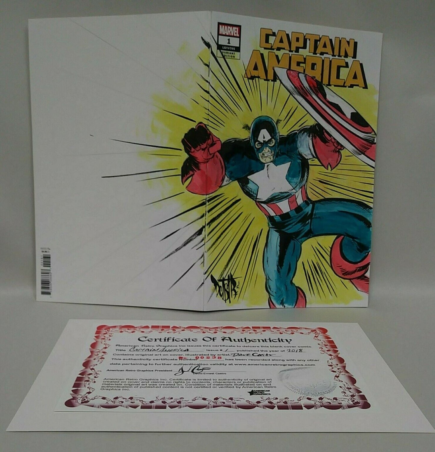 Captain America #1 (2018) Blank Cover Comic W Original DCastr Art ARG COA 238