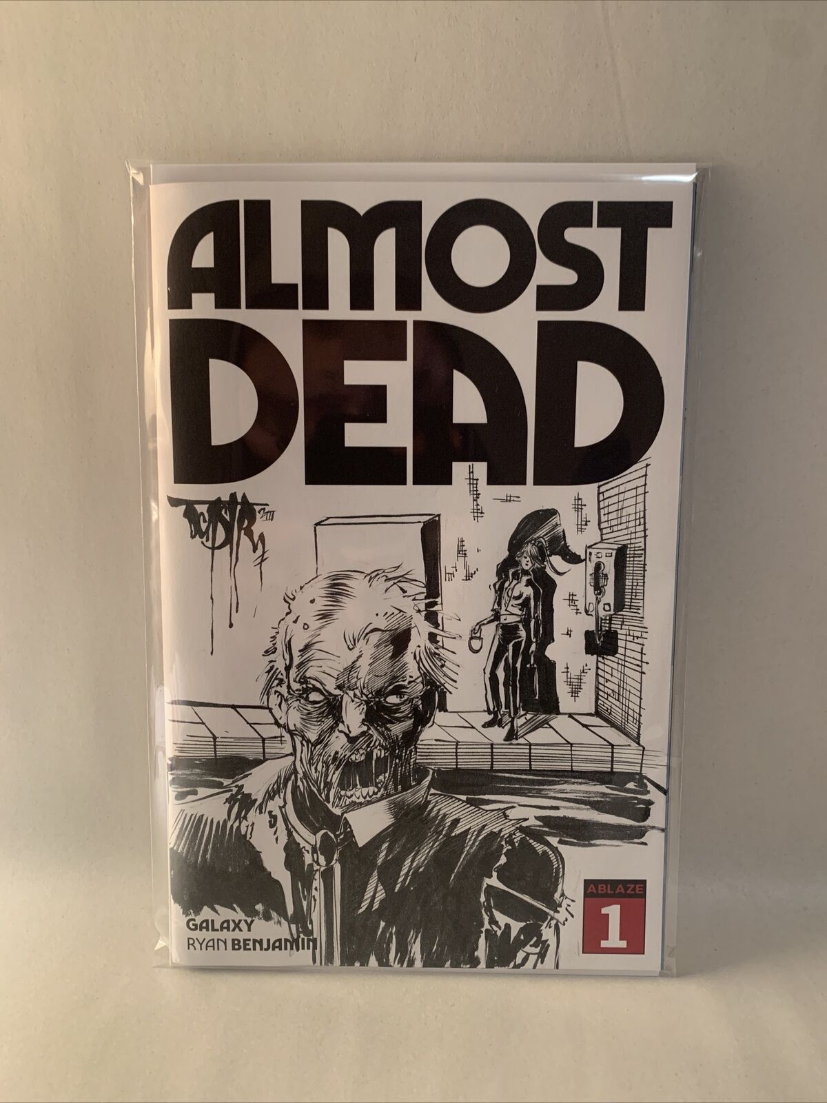 Almost Dead #1 Blank Sketch Cover Comic 2023 W Original DCastr Art