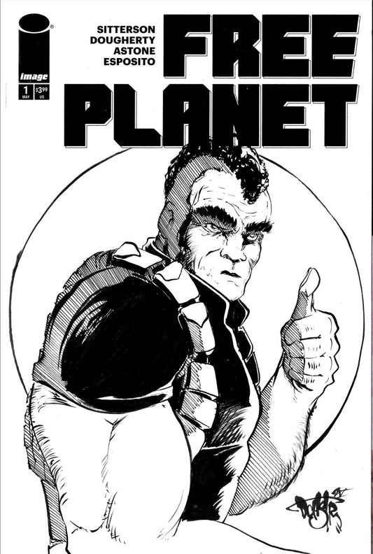 Free Planet #1 (2025) Image Comic Sketch Cover Variant W Original Dave Castr Art