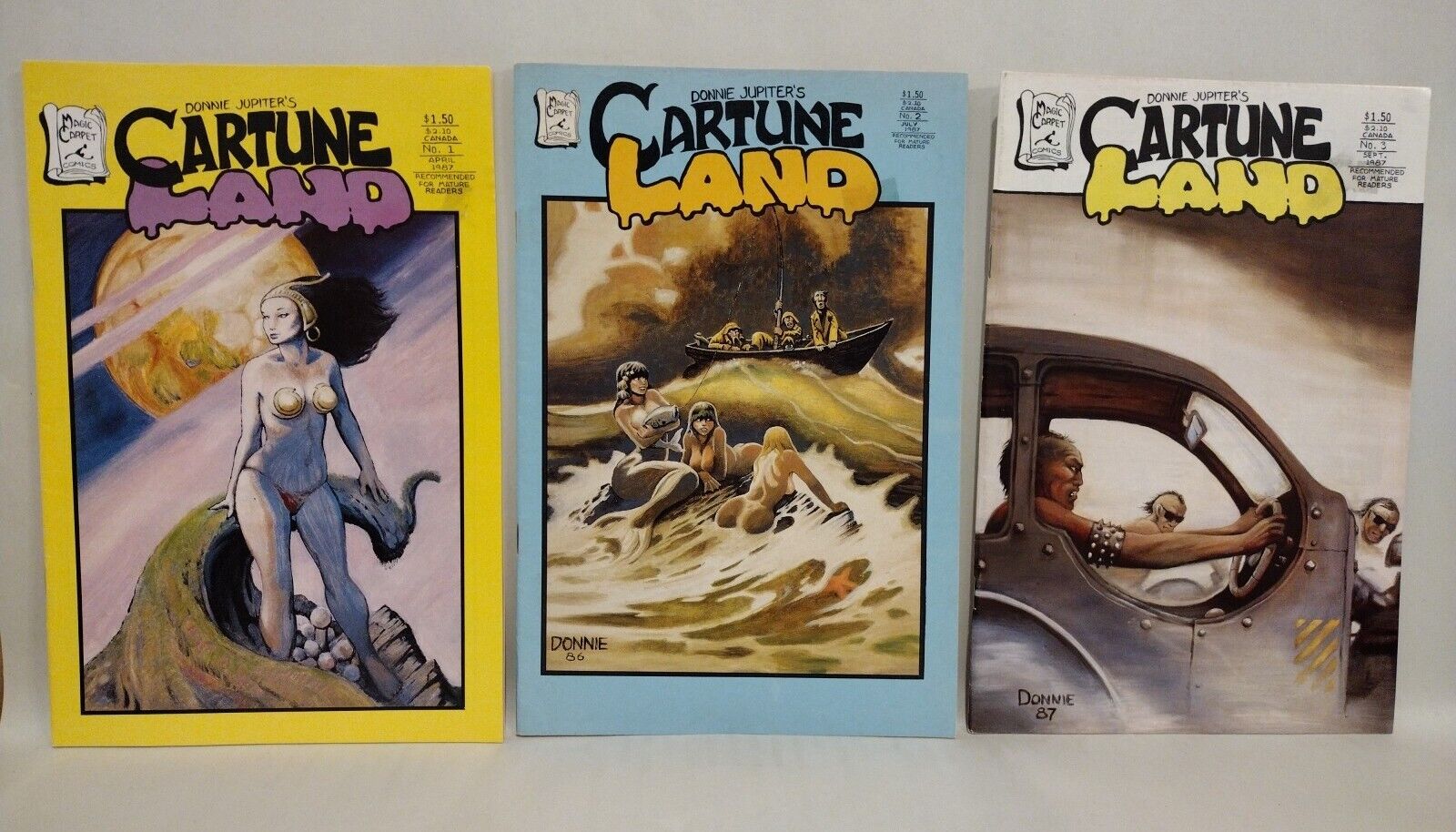 Cartune Land (1987) Magic Carpet Comic Lot Set #1 2 3 Donnie Jupiter