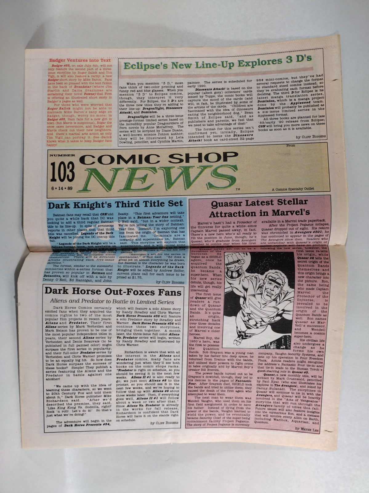 Comic Shop News #103 June 14th 1989 Newsletter The Shadow Punisher Batman Year 3