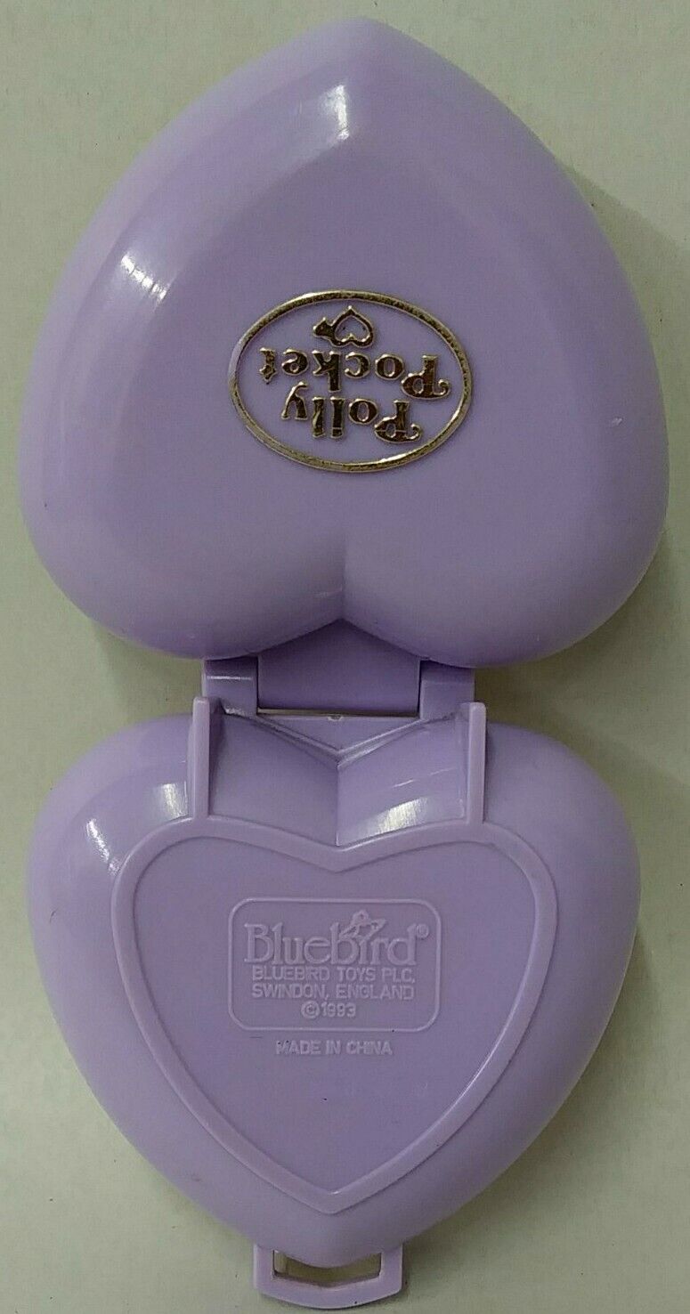 Polly Pocket (1992) Pretty Bunnies Purple Heart Compact Shell w Figure BlueBird